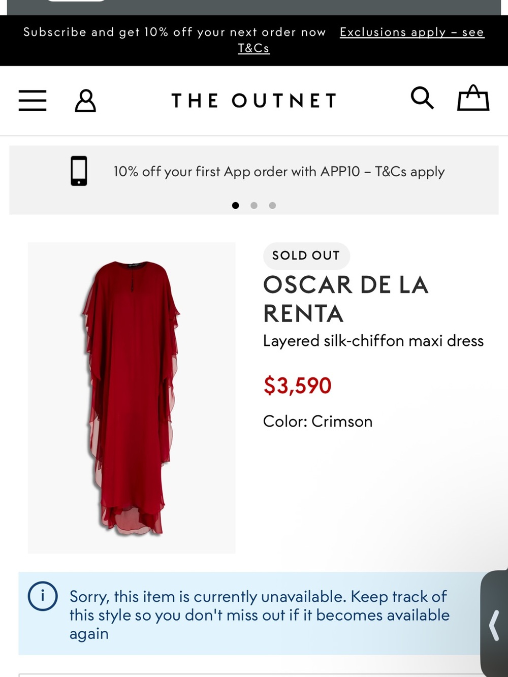 Oscar de la Renta Crimson Layered Silk Maxi Dress